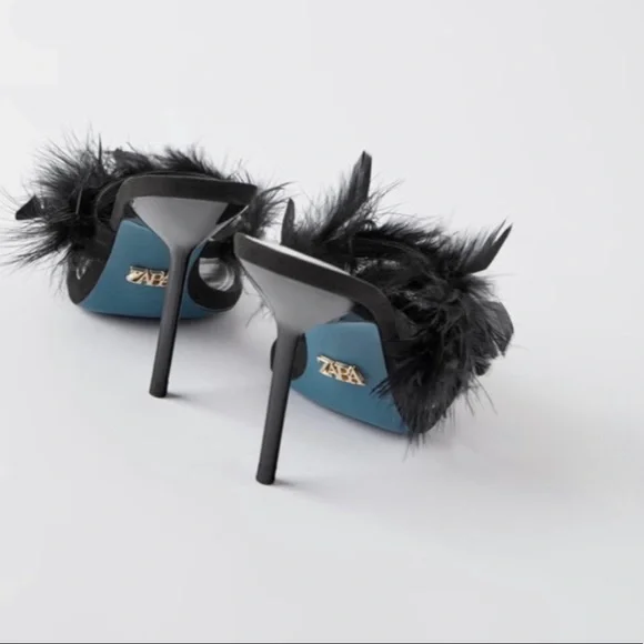 Zara Black Collection Leather Heel Feather - Picture 4 of 5